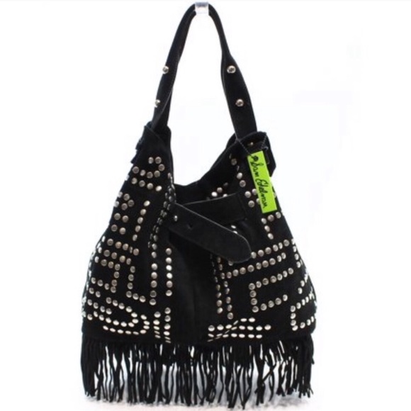 Sam Edelman Suede Leather studded fringe bag - Picture 3 of 8